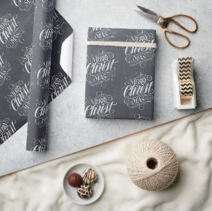 Papel De Presente Cristo Cristão de Natal Jesus Chalk Lettering