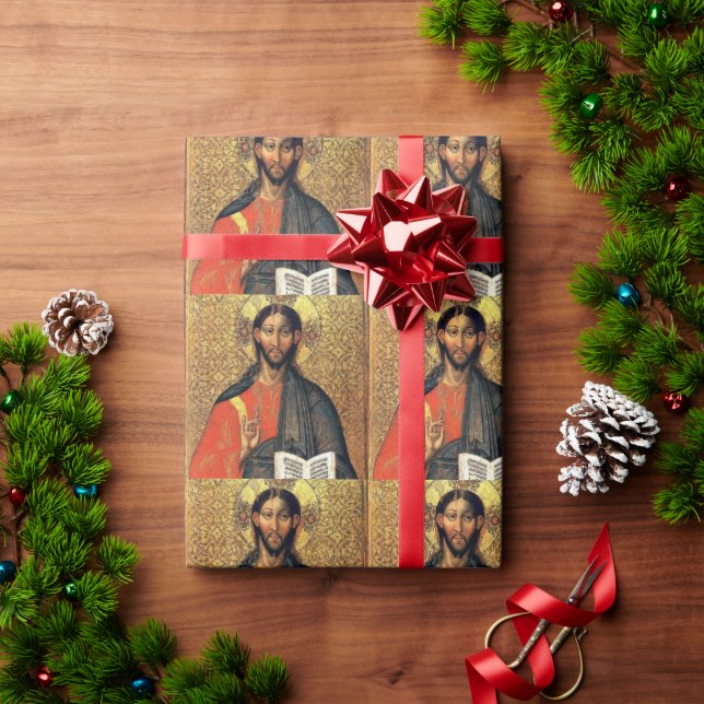 Papel De Presente Cristo Pantocrator Ícone Ortodoxo Século XVI  (Presente de Natal)