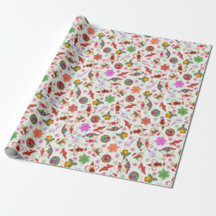 Papel De Presente Cristóvão Verde Mágico Aquarela Ditsy Natal