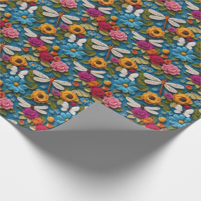 Papel De Presente Crochet Suave Olha Florais E Dragões (Ponta)