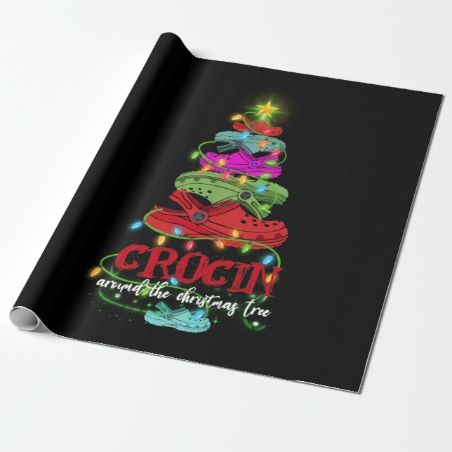 Papel De Presente Crocin Ao Redor Da Árvore De Natal (Desenrolado)