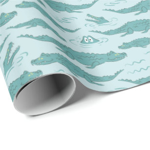 Papel De Presente Crocodilo Desenhado à Mão Animal Selvagem Menino