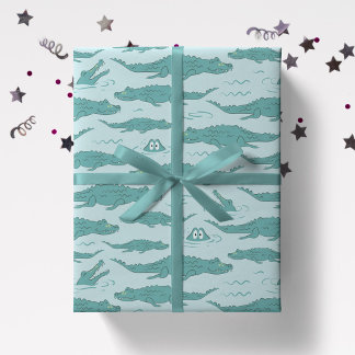 Papel De Presente Crocodilo Desenhado à Mão Animal Selvagem Menino