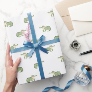 Papel De Presente Crocodilos em Aquarela sobre Branco