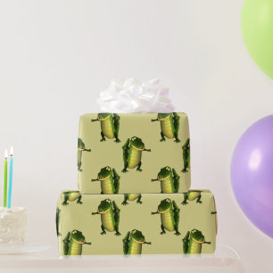 Papel De Presente Crocodilos Verdes