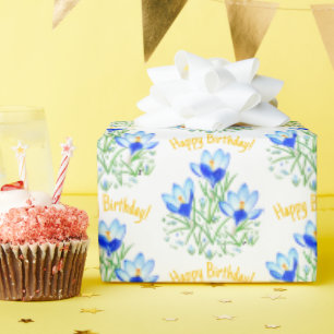 Papel De Presente Crocos Azuis no Papel de Enrolamento de Primavera