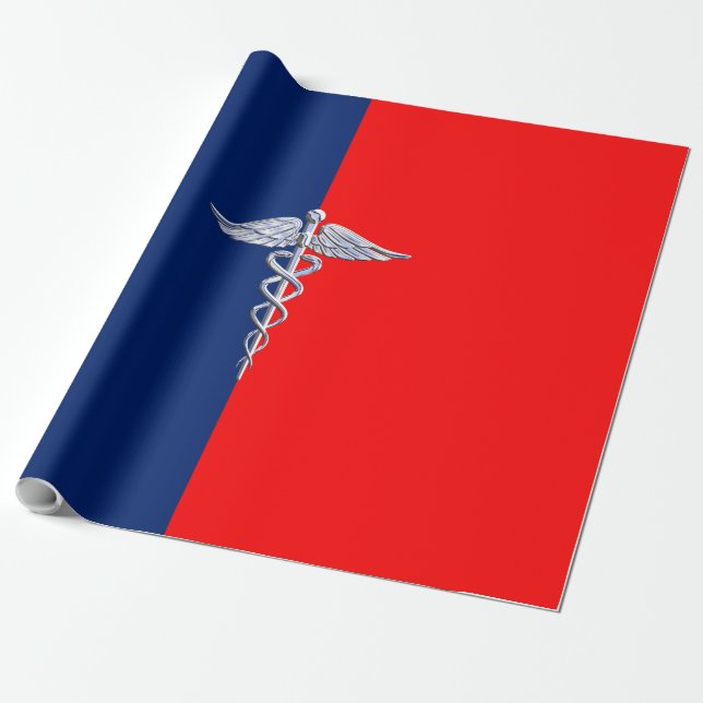 Papel De Presente Cromo Como Caduceus Símbolo Médico Decência da Lig (Desenrolado)