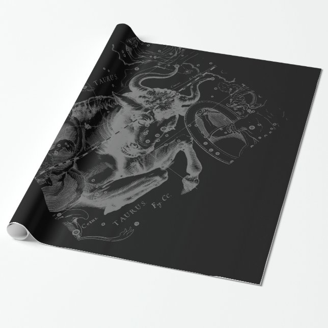 Papel De Presente Cromo como Taurus Zodiac em Hevelius Black (Desenrolado)