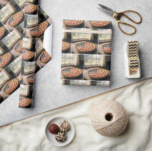 Papel De Presente Crosta de Bandeira Americana em Torta de Morango