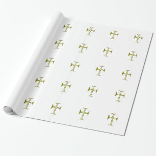 Papel De Presente Cruz Cristã Destruída- Olhar Falso Ouro