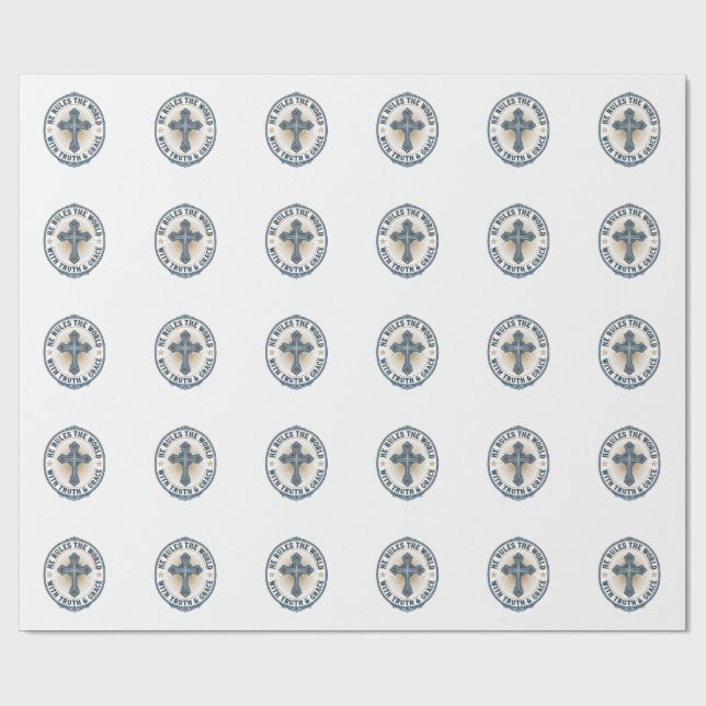 Papel De Presente Cruz Cristã Ele Governa o Mundo (Aberto)