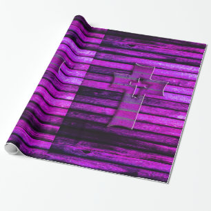 Papel De Presente Cruz de madeira roxa