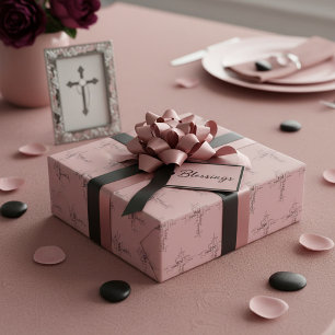 Papel De Presente cruz de palavras cristãs