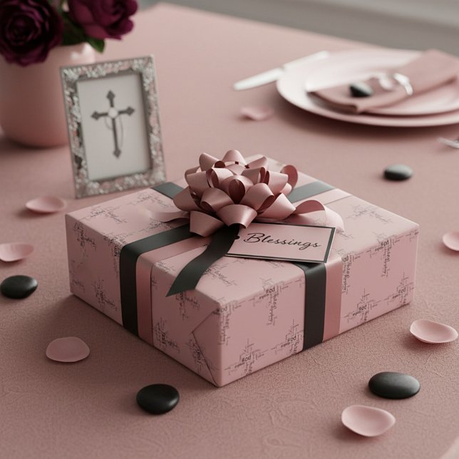 Papel De Presente cruz de palavras cristãs (Criador carregado)