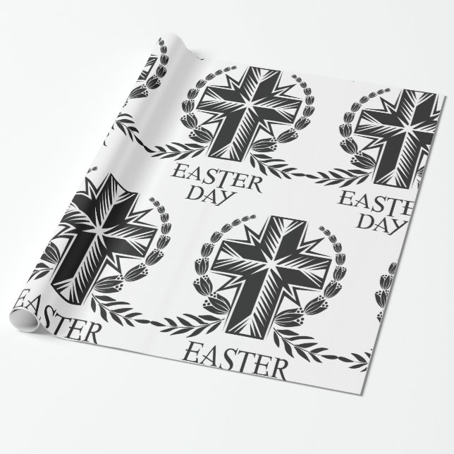 Papel De Presente Cruz do Dia de Páscoa Religiosa Cristã (Desenrolado)