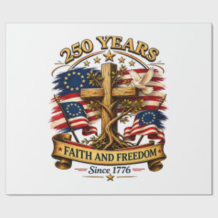 Papel De Presente Cruz Patriótica Fé e Liberdade 250 Anos