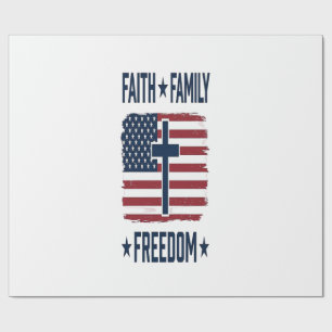 Papel De Presente Cruz Patriótico Fé Família Liberdade Bandeira EUA 