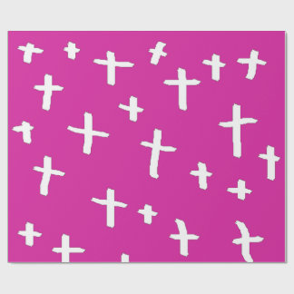 Papel De Presente cruz rosa branca
