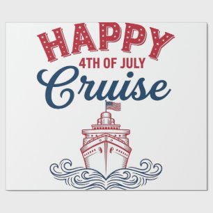 Papel De Presente Cruzeiro Feliz 4 de Julho Design Patriótico de Nav