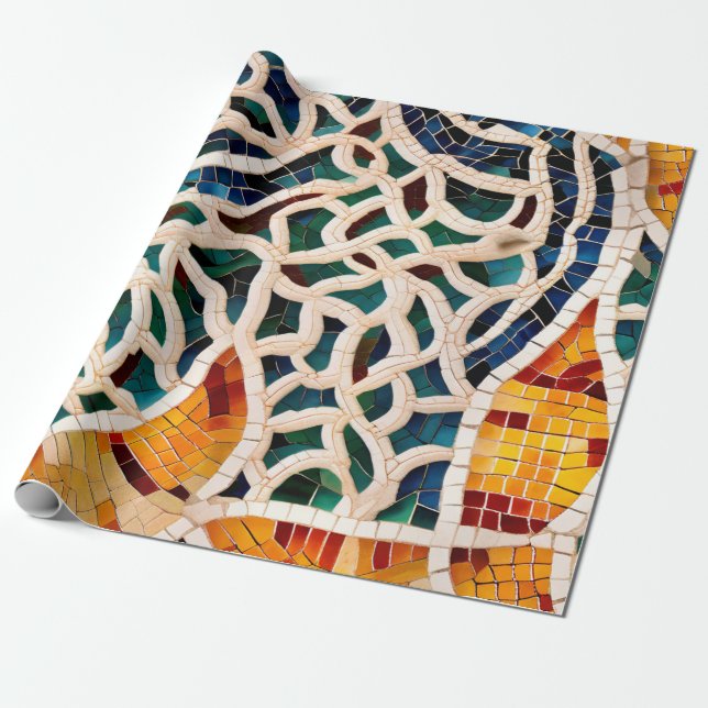 Papel De Presente Crystal Mosaic Grandeur (Desenrolado)