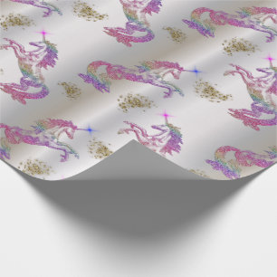 Papel De Presente Crystal Rainbow Unicorns