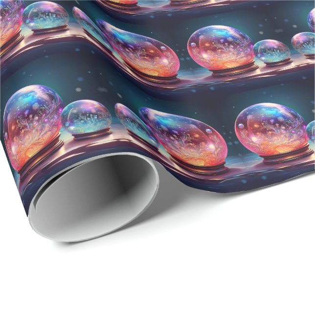 Papel De Presente Crystal Snowballs Holiday Wrapping Paper (Ponta do rolo)