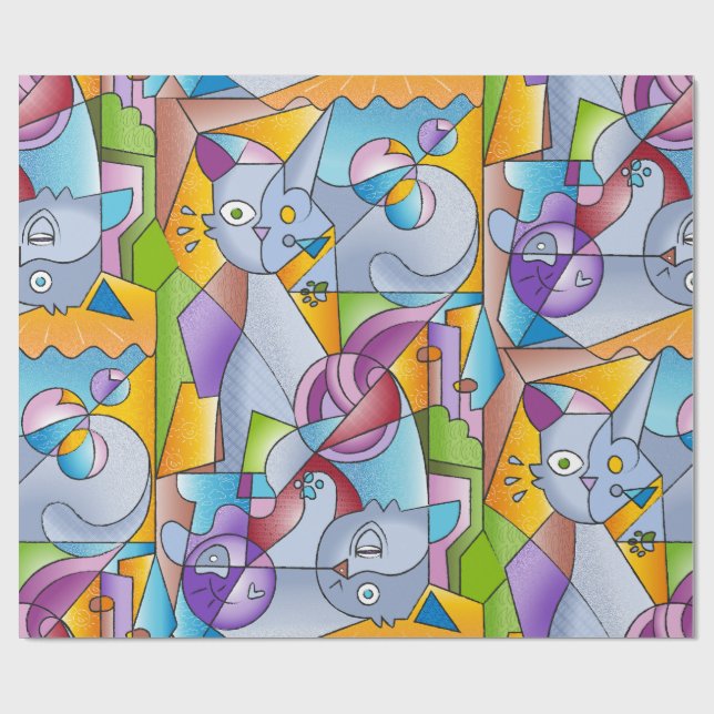 Papel De Presente Cubist Cats - The Mininos (Aberto)