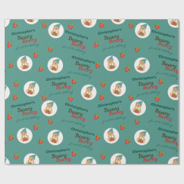 Papel De Presente Cubo Cubo Morango Beary Berry Primeiro Aniversário