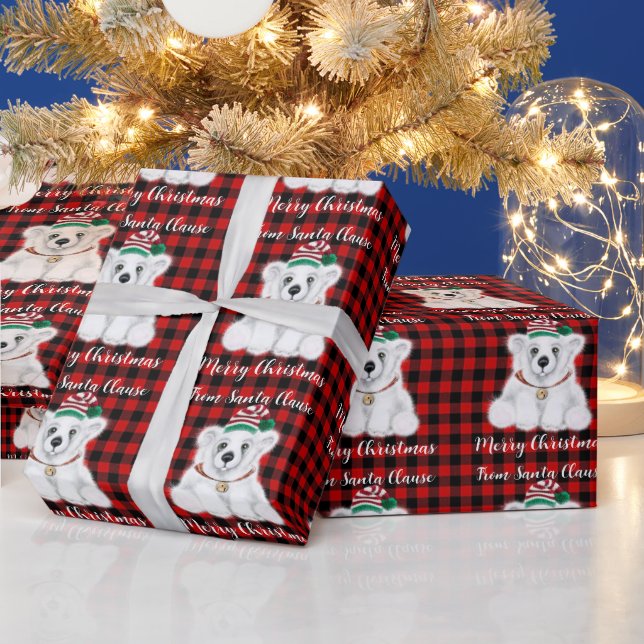 Papel De Presente Cubo de urso polar de Natal, filhote de urso branc (Feriados)