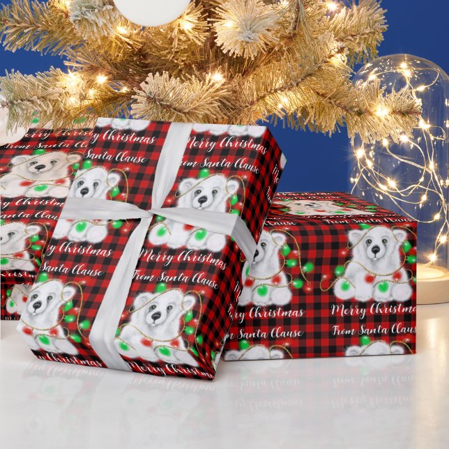 Papel De Presente Cubo de urso polar de Natal, filhote de urso branc (Feriados)