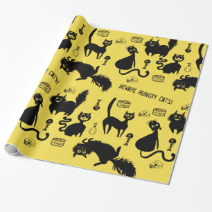 Papel De Presente Cuidado Com Gatos Famintos!