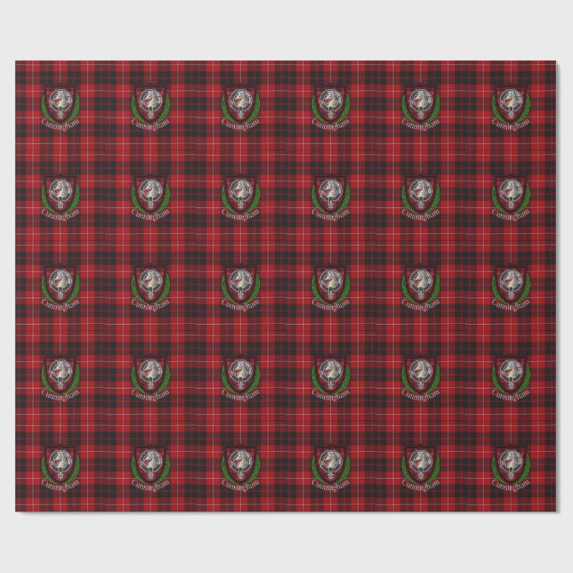 Papel De Presente Cunningham Scottish Clan Tartan & Crest (Aberto)