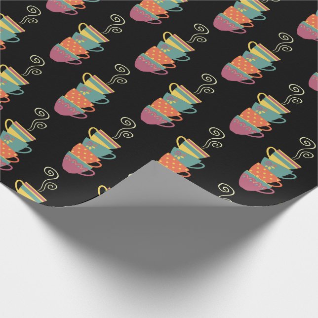 Papel De Presente Cupas de porcelana empilhadas, chá, café a vapor (Ponta)