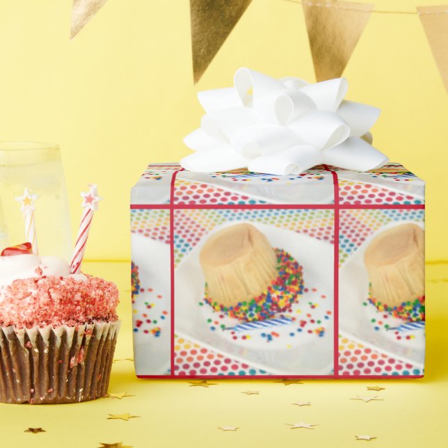 Papel De Presente Cupcake de aniversário para baixo (Festa de aniversário)