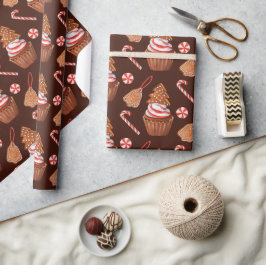 Papel De Presente Cupcake de Biscoito de Pão-de-Açúcar de Natal