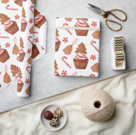 Papel De Presente Cupcake de Biscoito de Pão-de-Açúcar de Natal