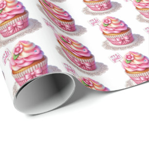 Papel De Presente Cupcake de chá de fraldas para raparigas de forma 