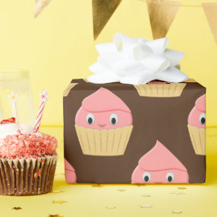 Papel De Presente Cupcake De Morango De Cartoon Gelado