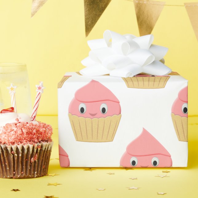 Papel De Presente Cupcake De Morango De Cartoon Gelado (Festa de aniversário)