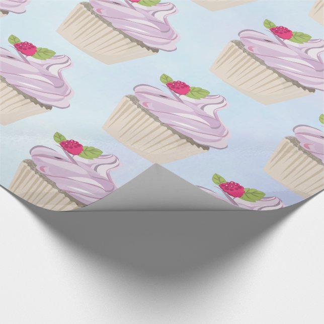 Papel De Presente Cupcake rosa delicioso Berry no topo (Ponta)