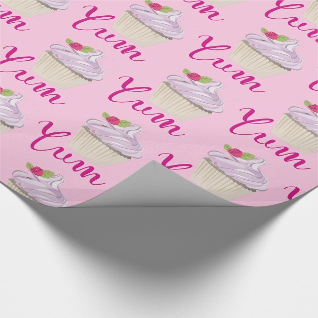 Papel De Presente Cupcake Rosa Sonhento com Yum Framboesa! (Ponta)