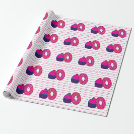 Papel De Presente Cupcake Rosquinha de rosquinha com faixa rosa do C