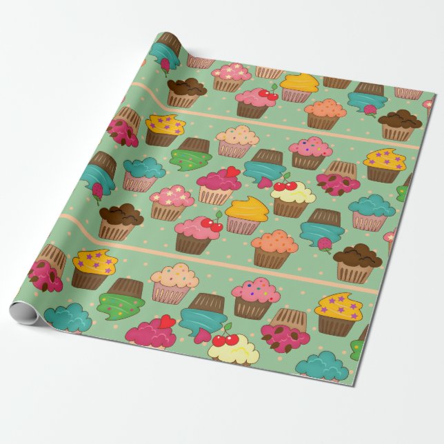 Papel De Presente Cupcakes (Desenrolado)
