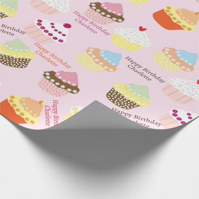 Papel De Presente Cupcakes de aniversário para todos! Adicionar nome (Ponta)