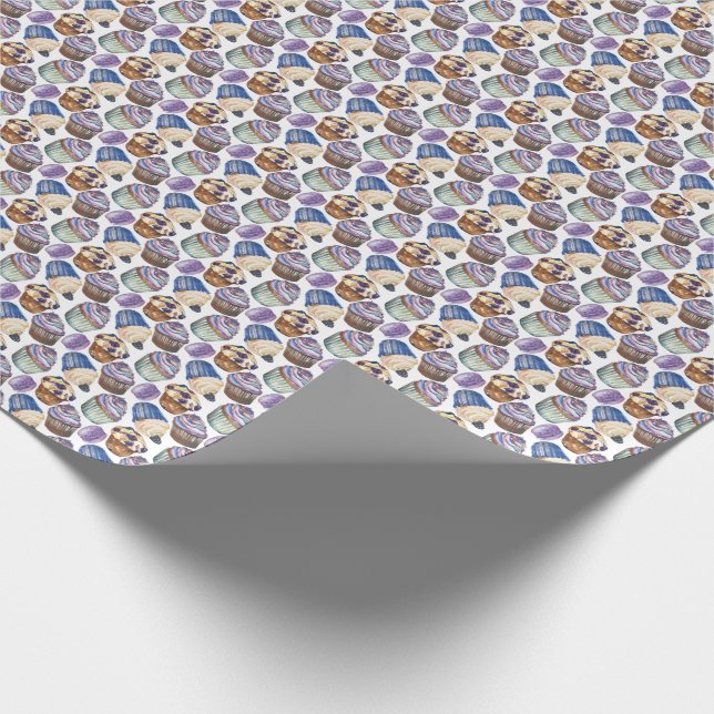Papel De Presente Cupcakes de aquarela (Ponta)