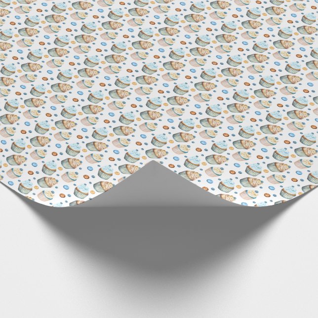 Papel De Presente Cupcakes de aquarela (Ponta)