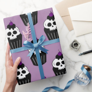Papel De Presente Cupcakes de Halloween com crânios para presentes a
