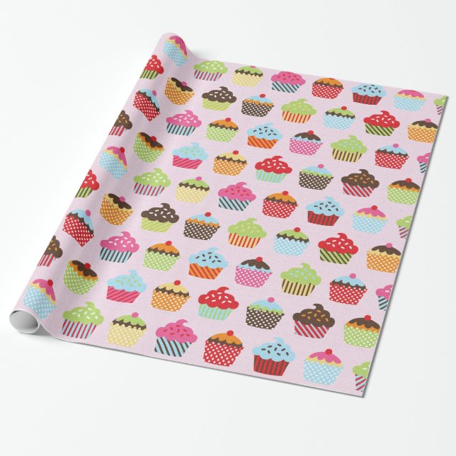 Papel De Presente Cupcakes Fofos (Desenrolado)