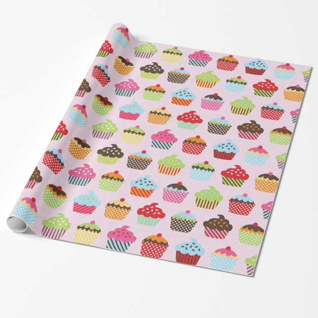 Papel De Presente Cupcakes Fofos (Desenrolado)