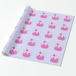 Papel De Presente Cupcakes Sorriso com Bolinhas